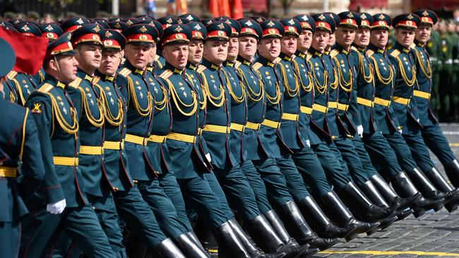 Russian servicemen take part in the Victory Day military parade. Picture: Kirill Kudryavtsev / AFP