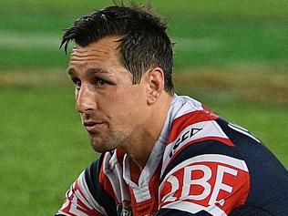 Mitchell Pearce reacts following his team's loss to the Cowboys in the NRL Preliminary Final between the Sydney Roosters and the North Queensland Cowboys at Allianz Stadium in Sydney, Saturday, September 23, 2017. (AAP Image/Dan Himbrechts) NO ARCHIVING, EDITORIAL USE ONLY