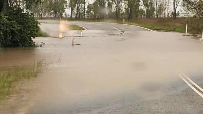 A flooded road southeast of Townsville. Picture: Queensland Fire Emergency Service