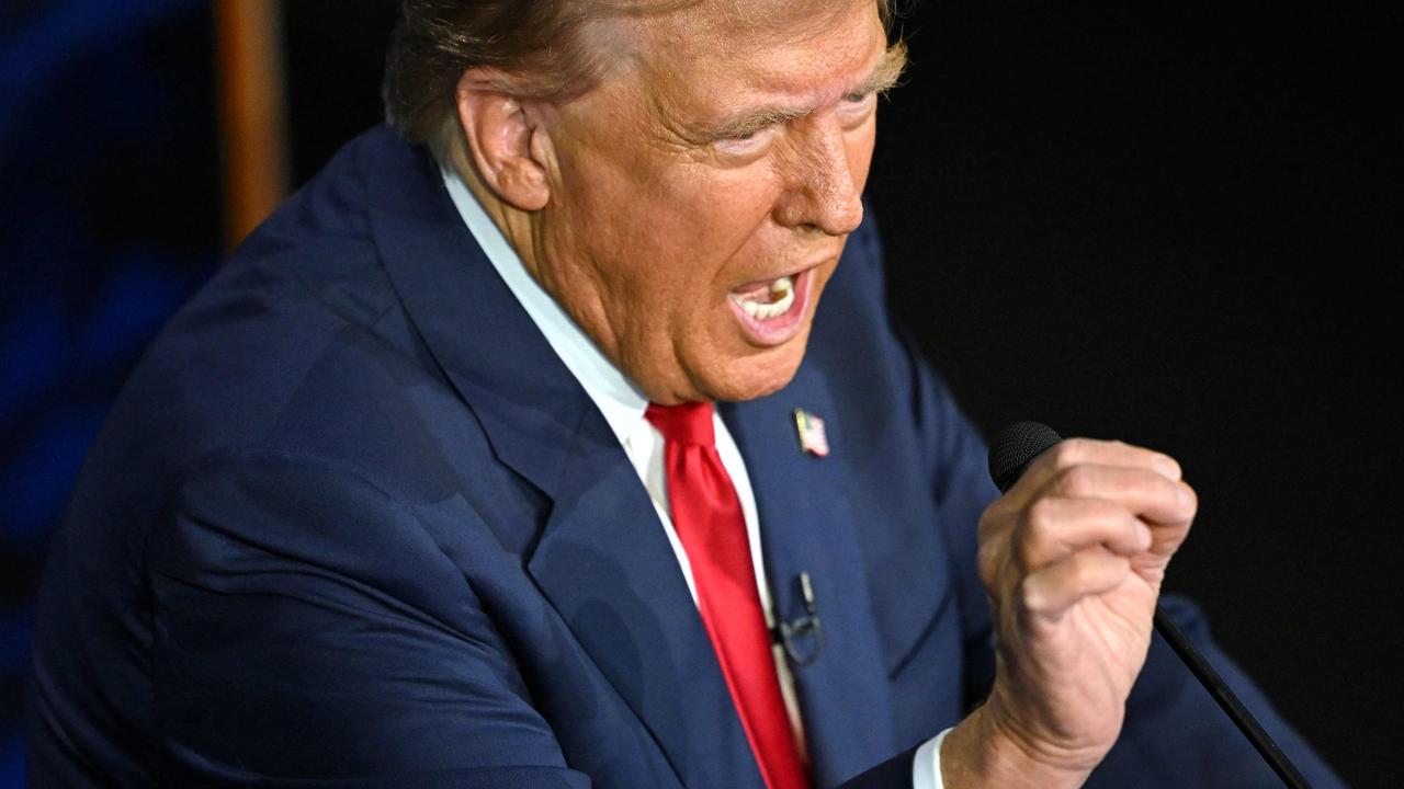 Donald Trump fires up during the hotly anticipated presidential debate with US Vice President and Democratic presidential candidate Kamala Harris on Tuesday night local time. Picture: Saul Loeb/AFP