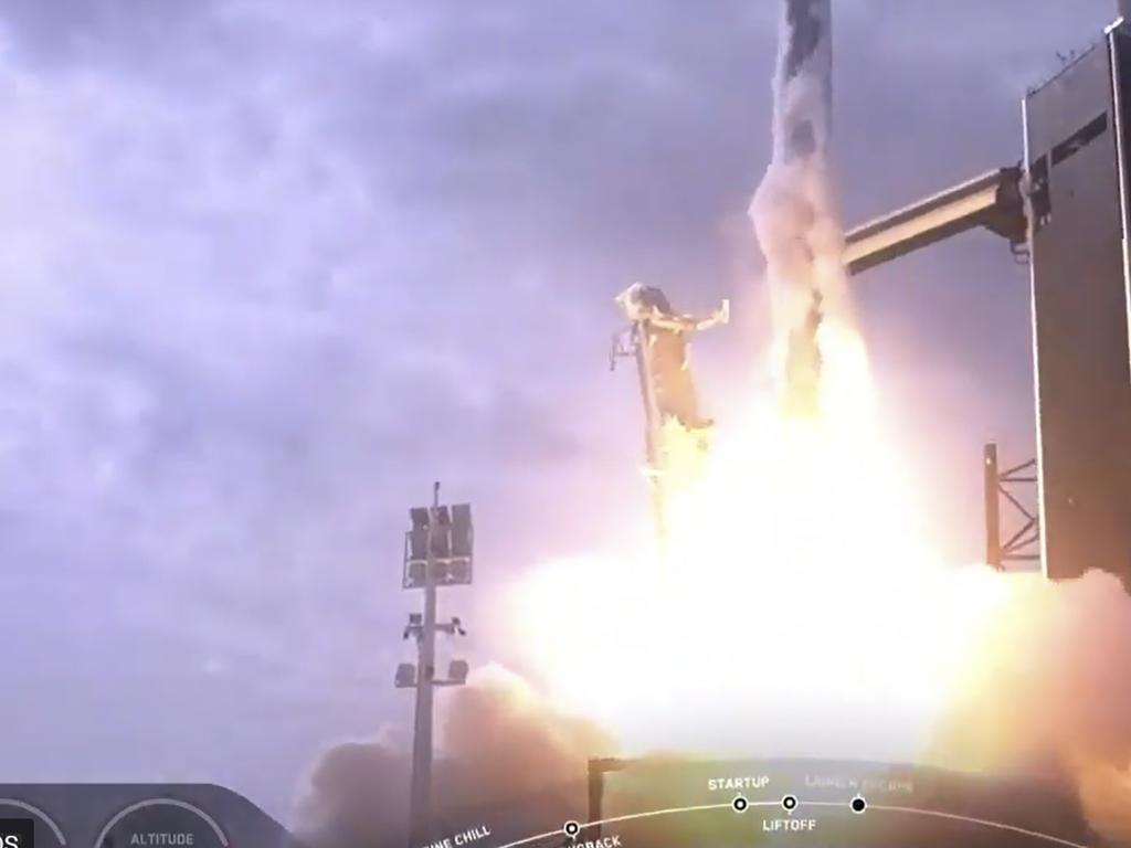 This NASA TV video frame shows SpaceX as it launches. Picture: AFP