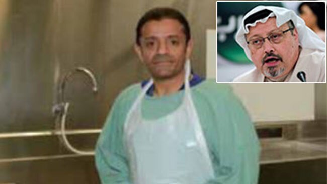 Dr Salah al-Tubaigy has been named as one of 15 men placed at the Saudi consulate in Istanbul on October 2 when Jamal Khashoggi (inset) is suspected to have been killed. Picture: Victoria Institute of Forensic Medicine.