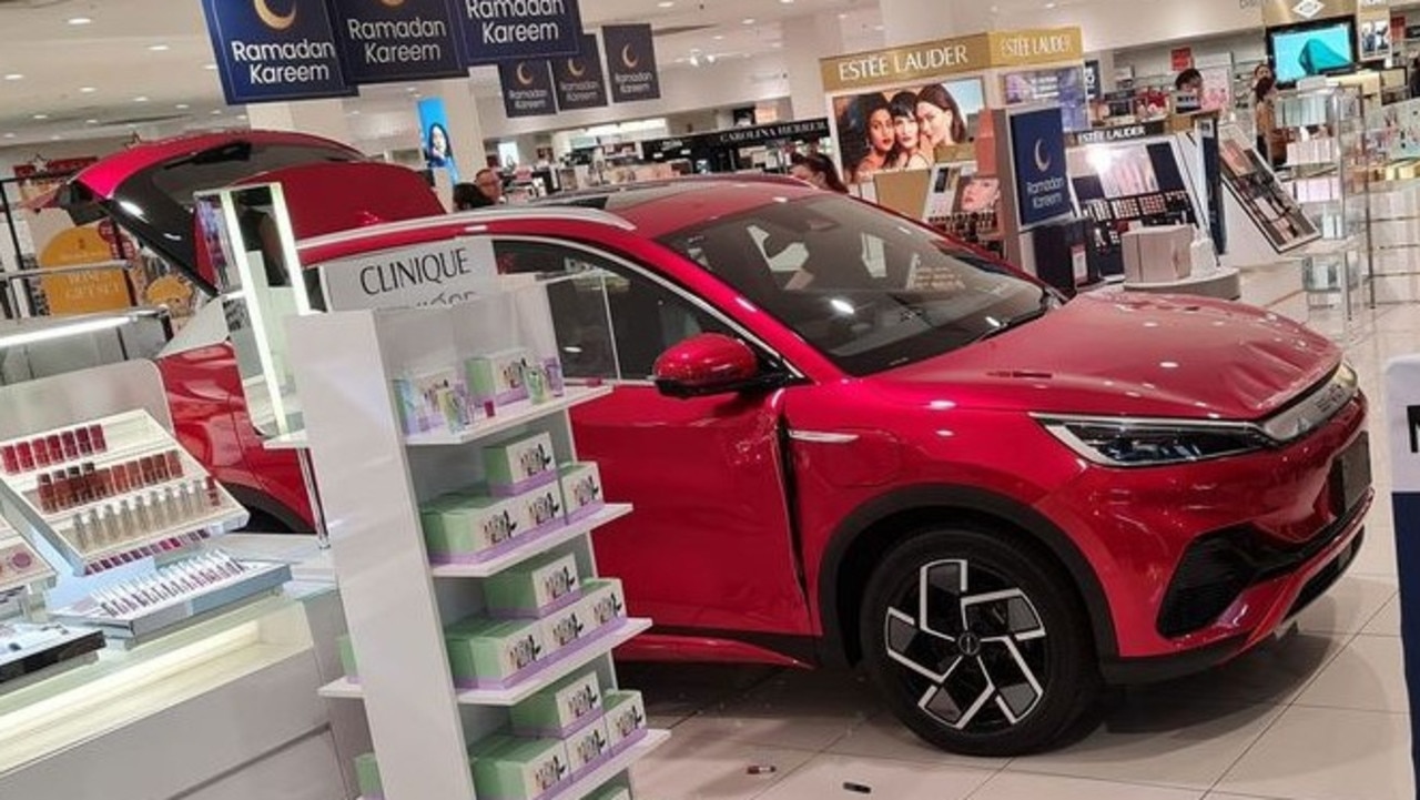 Chaos as car crashes inside Westfield