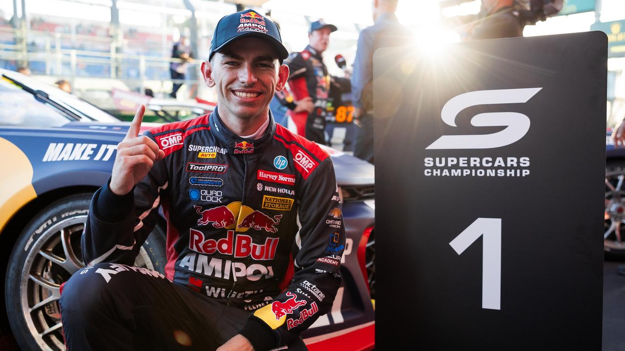 Broc Feeney celebrates after winning the first race at Albert Park. (Photo by Daniel Kalisz/Getty Images)