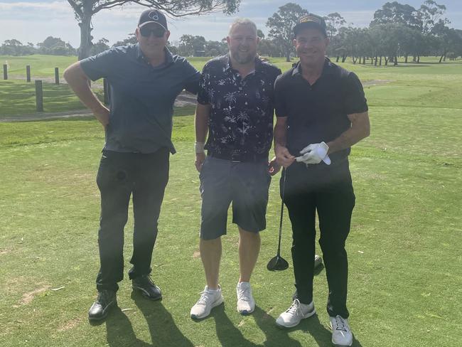 Dennis Quaid with Coryn Hall (middle) at Werribee Park Golf Club