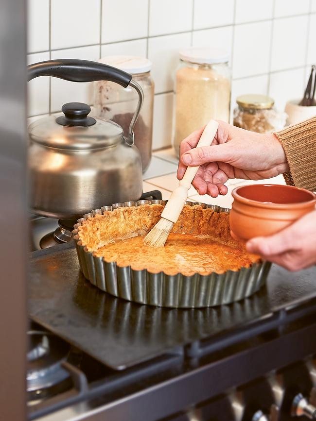 Making the brissee butter crust.