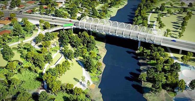 An artists impression of the proposed Norman Street Bridge that will probably never be built. Picture: Contributed