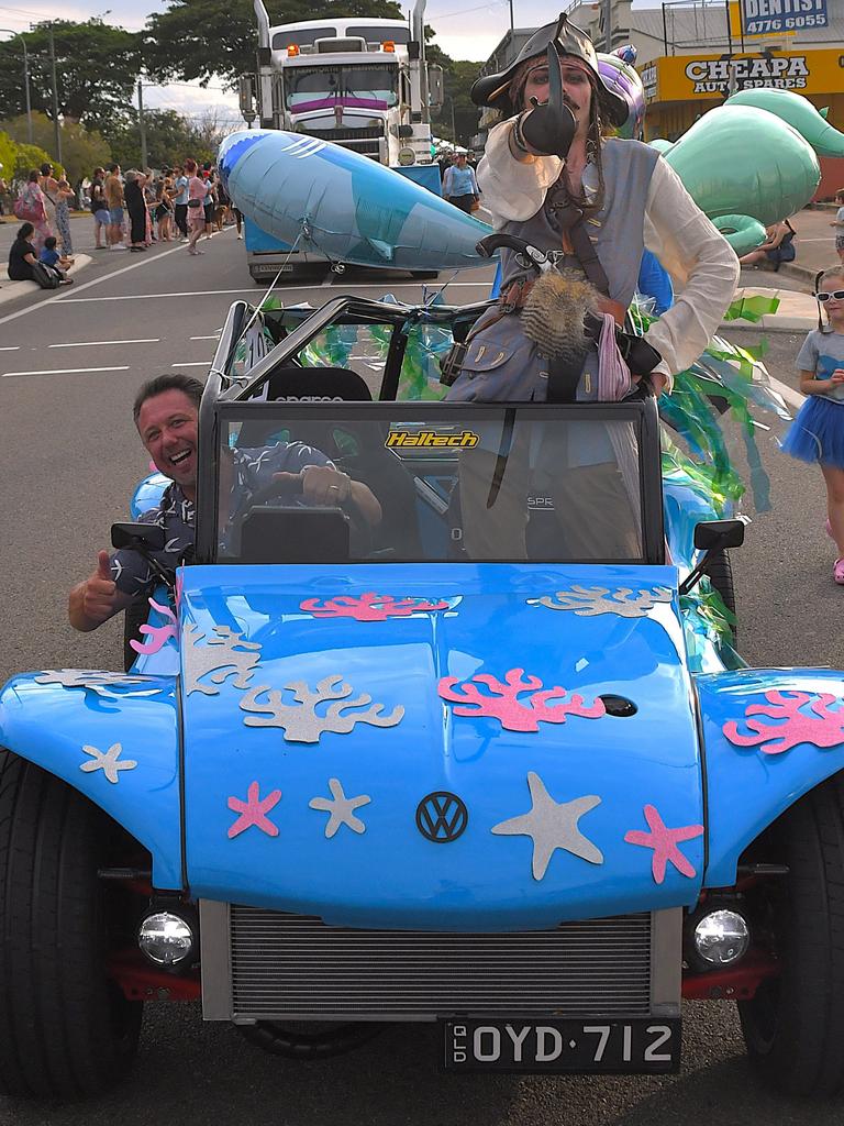 Hinchinbrook MP Nick Dametto and Captain Jack Sparrow. Photographs from the Maraka Festival Street Parade around the Ingham central business district on Saturday. In an ‘Under the Sea’-themed celebration of all things Hinchinbrook, school students, community organisations, emergency responders and contestants vying for the prized Queen and Princess titles paraded around Rotary Park in the centre of the town. Picture: Cameron Bates