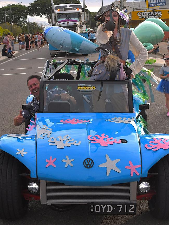 Hinchinbrook MP Nick Dametto and Captain Jack Sparrow. Photographs from the Maraka Festival Street Parade around the Ingham central business district on Saturday. In an ‘Under the Sea’-themed celebration of all things Hinchinbrook, school students, community organisations, emergency responders and contestants vying for the prized Queen and Princess titles paraded around Rotary Park in the centre of the town. Picture: Cameron Bates