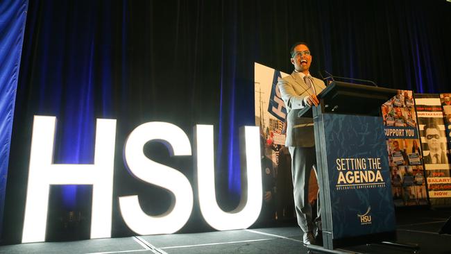 NSW Treasurer Daniel Mookhey addressed 500 delegates at the HSU Annual Conference on Monday. Picture: NCA NewsWire/ Gaye Gerard