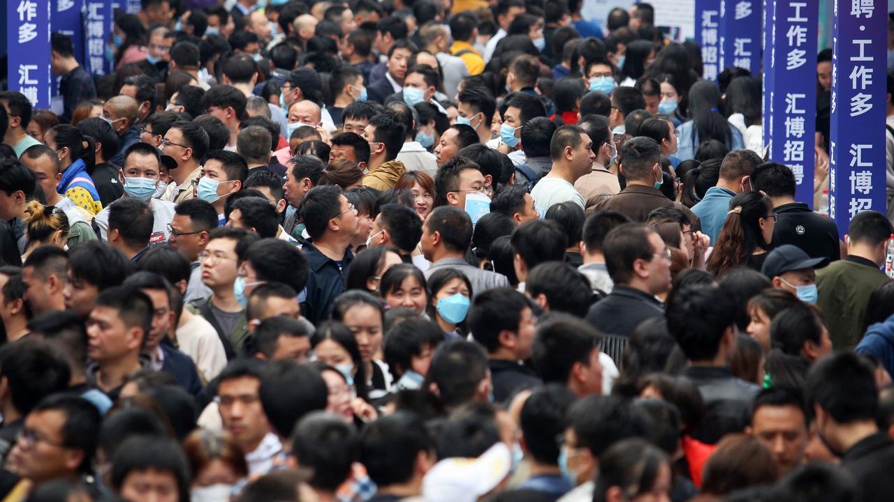 People attend a job fair in China's southwestern city of Chongqing. Picture: AFP