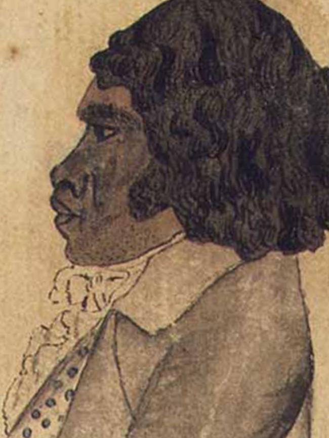 A painting of Bennelong wearing European clothing. Picture: Supplied.