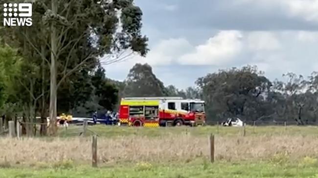 The scene in October, 2022 when Mr Jardine’s plane crashed. Picture: 9 NEWS