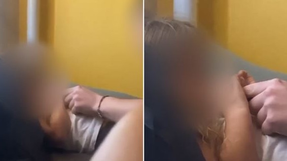 Police have reported an Adelaide teen after a video emerged online of a little girl being forced to inhale a vape. Picture: 7NEWS