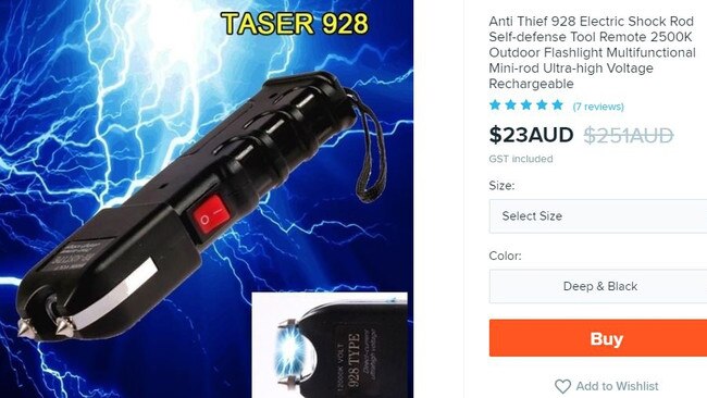 Dangerous tasers are being sold online. Picture: Supplied