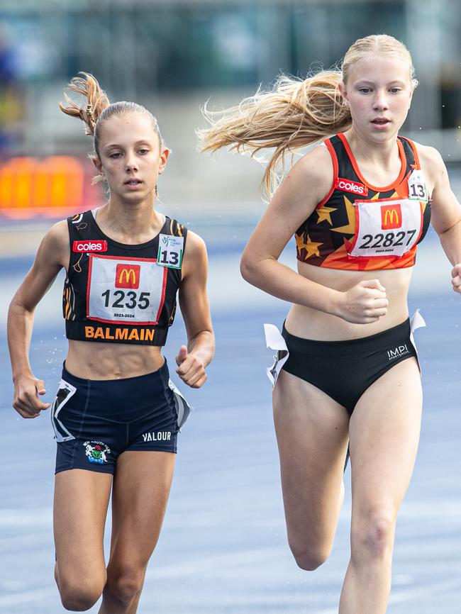 Gabriel Moller from Balmain (left) stride to stride with Paxton Buckerfield from Orange.