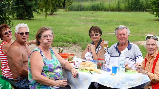 Gold Coast Residents, (L-R) Brigita Jurica, Josip Bogunovac, Elvira Bogunovac, Katie Kiki, Vladimar Jurica and Rosie Jurica enjoy the park. 