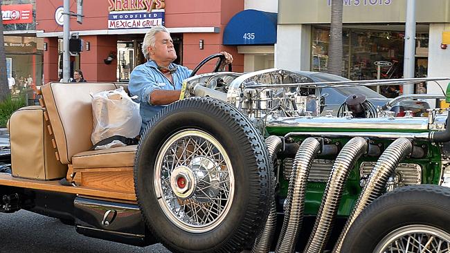 Jay Leno car collection: Star drives vintage car through Beverly Hills
