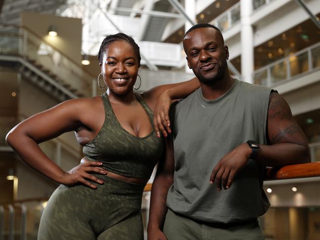 DAILY TELEGRAPH MARCH 27, 2023. Ruva Ngwenya who plays Tina Turner and Tim Omaji who plays Ike Turner after rehearsals for the smash hit Tina - The Tina Turner Musical, at the ABC Studios in Ultimo. Picture: Jonathan Ng