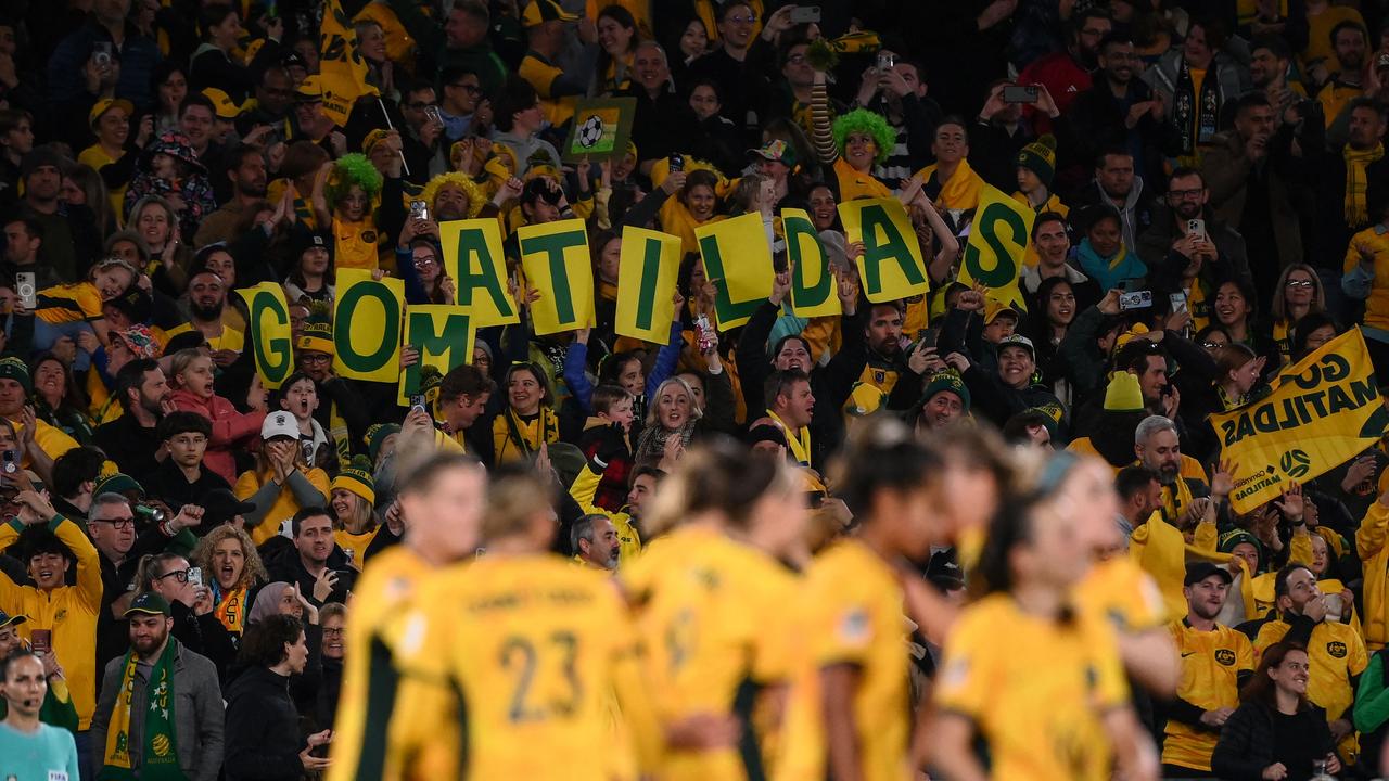 Big crowds for a big game, as fans pack Stadium Australia in Sydney to cheer on Australia against Denmark in a crucial knockout World Cup game. Picture: Franck Fife/AFP