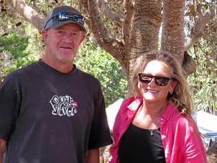 SAD FAREWELL: David Treloar with Jane Towner at the Yamba Markets last month. Picture: Steve Otten