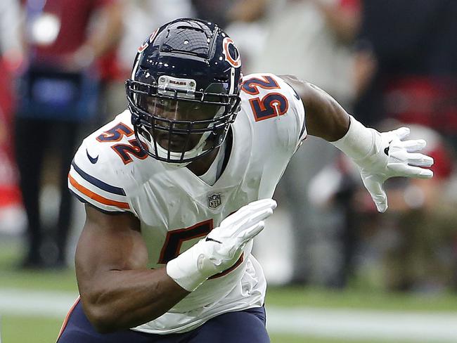 Chicago Bears linebacker Khalil Mack will have Tom Brady in his sights this week. Picture: AP Photo