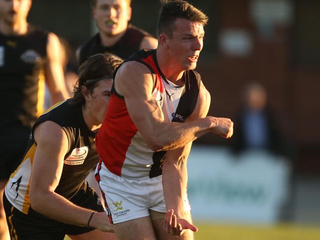 July 6, 2019EFL (Premier): Balwyn v North Ringwood.58 Dylan Spurrell with the ball for North Ringwood.Picture: Stuart Milligan