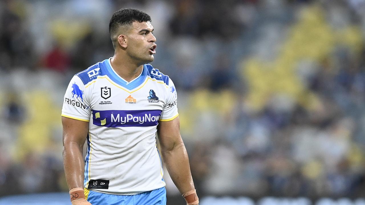 David Fifita’s move to the centres backfired against the Cowboys. Picture: Ian Hitchcock/Getty Images