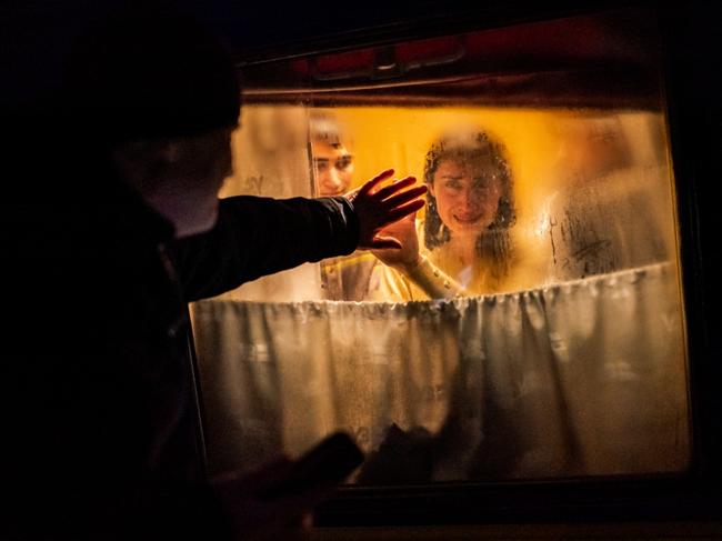 This image of a man waving goodbye to his wife and children at a train station in Odesa, Ukraine was the winner of Siena’s picture of the year. Hundreds of families escaping war-torn cities were separated as men stayed behind to fight to defend their country. Picture: Salwan Georges