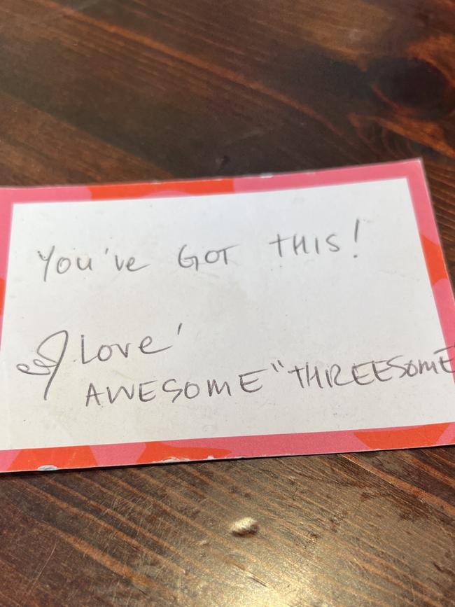 Kirstey Whicker keeps the card her friends gave her in her purse. Picture: Supplied