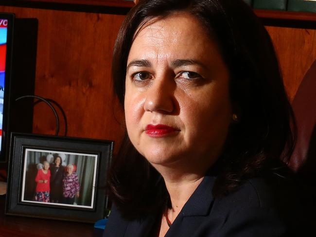 Queensland Premier Annastacia Palaszczuk  in her office watching the results of the US election, Parliament House, Brisbane. Photographer: Liam Kidston.