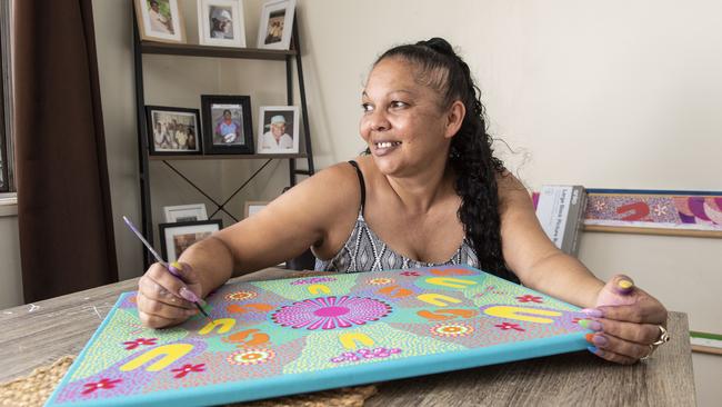 Indigenous artist Stacey Trindall has a business called Baru Maranga Art. Picture: Nev Madsen