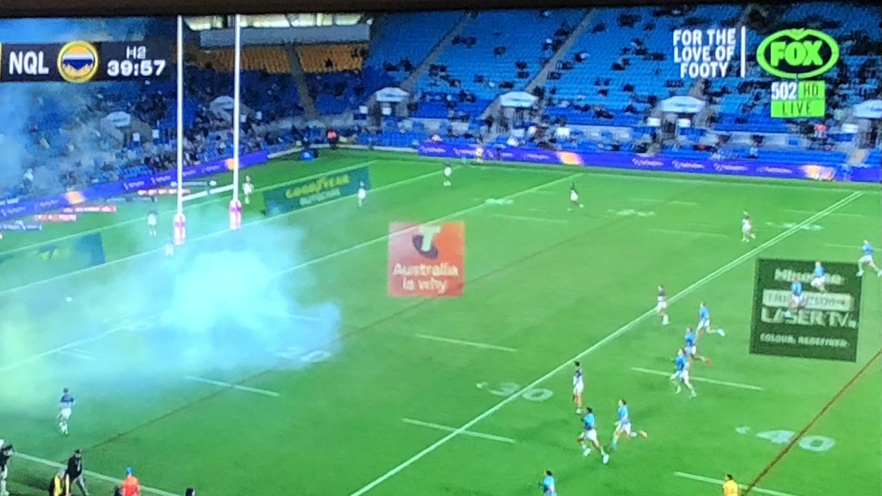 The Titans went for the old smokescreen play and it nearly came off. Picture: Fox League