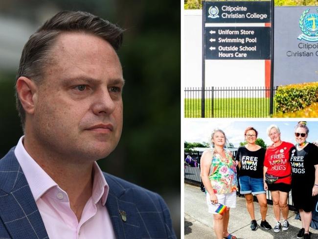 Brisbane Lord Mayor Adrian Schrinner says he was “caught by surprise” by the controversial contract introduced at the private school his children attend. 