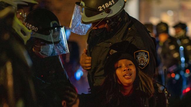 Protesters have been arrested in New York after taking to the streets over the presidential election. Picture: David Dee Delgado/Getty