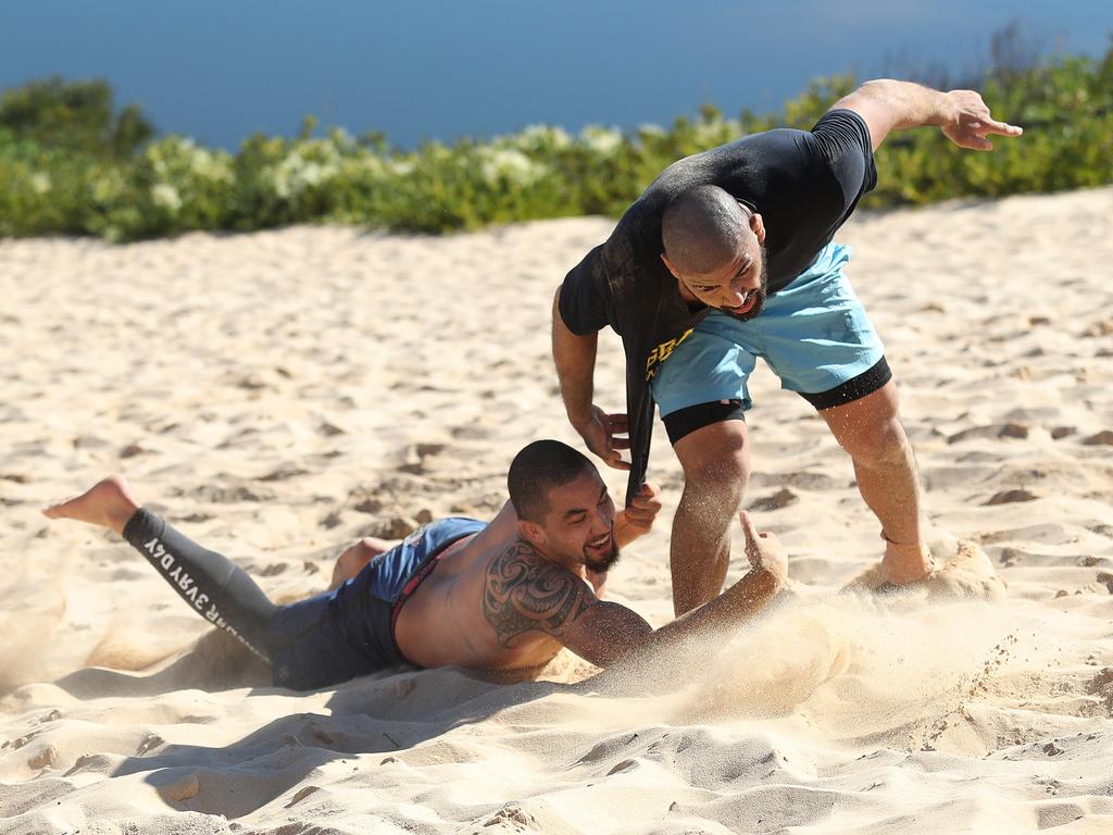 UFC fighter Rob Whittaker training at Wanda sand dunes, Cronulla. Picture: Brett Costello