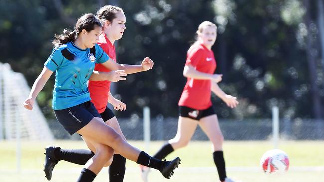 SOCCER: Girls Chancellor State College V Kelvin Grove. Pictured, Chancellor's Katie Sherar. Photo Patrick Woods / Sunshine Coast Daily.