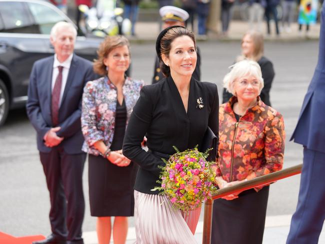 The chic Australian-born royal wore a power blazer, Celine belt and pleated skirt. Picture: AFP