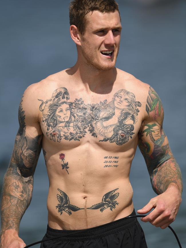 Tim Membrey emerges from the surf.