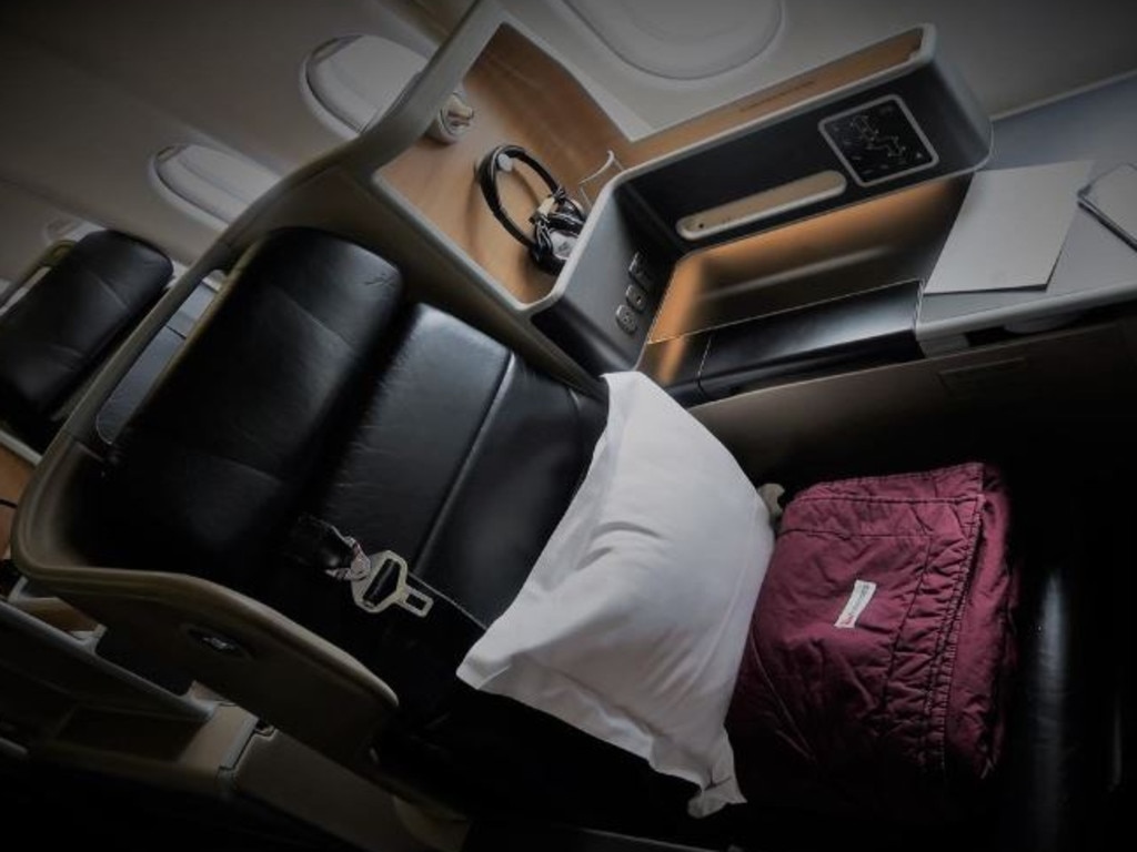 The Qantas A330 business class suite. Picture: The Chanpagne Mile