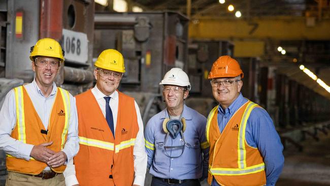 Scott Morrison visits the Portland Aluminium smelter, to announce funding earlier this year. Picture: NCA NewsWire / Nicole Cleary