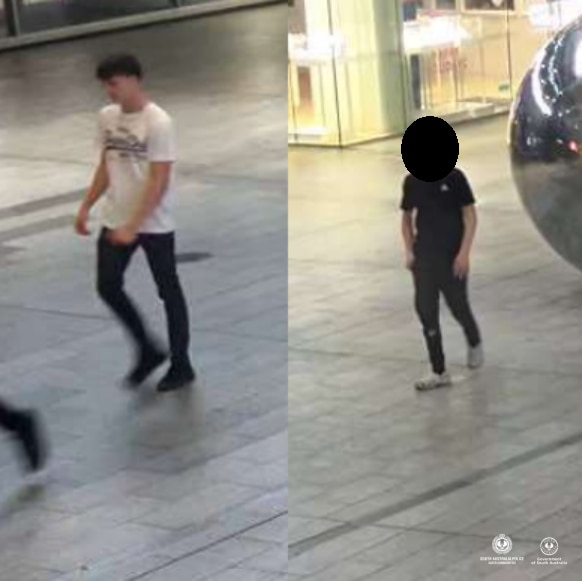 SA Police release CCTV images showing one of the men (white shirt) suspected in an alleged assault on a young couple in Rundle Mall earlier this month.