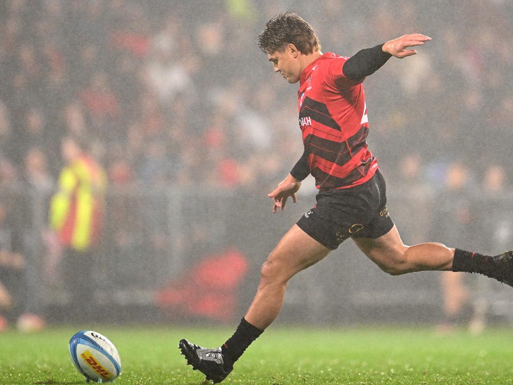 One of James O'Connor’s match-winning efforts for the Crusaders. Picture: Joe Allison/Getty Images