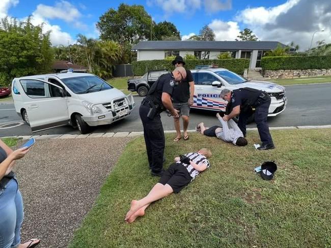 Teens are arrested after allegedly stealing a vehicle in Ashmore. Picture: Bradley Cowper.