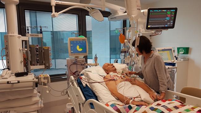 Paul Faraguna in the Royal Adelaide Hospital's intensive care unit. Supplied by family