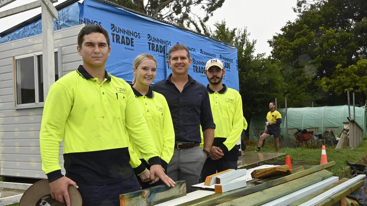 Downs Group Training (DGT) talk about new federal funding program to get more apprentices into work. From left; Chris Dagan, Gemma Templeman, Kris McCue, CEO and Corey Stewart.