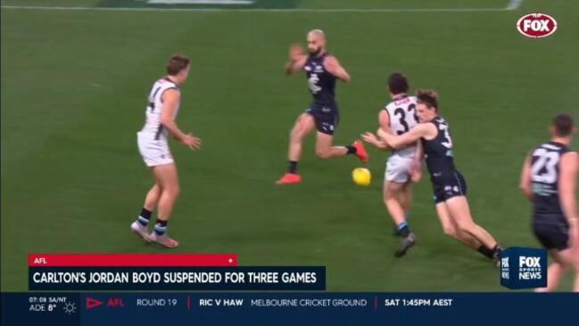 Carlton’s Jordan Boyd cops three-match suspension