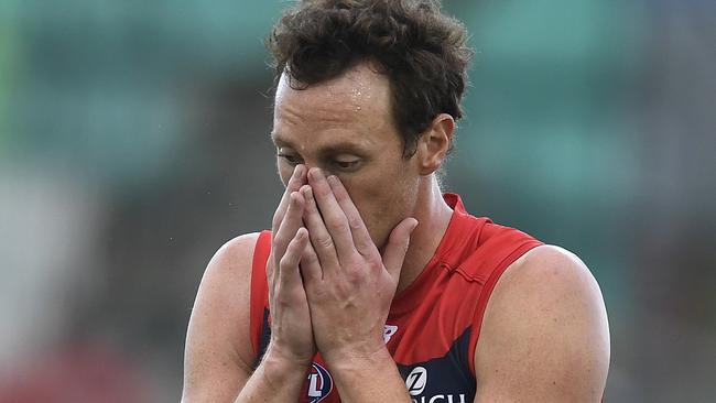 Mitch Brown was among a number of Demons to fluff their lines in front of goal. Picture: Getty Images