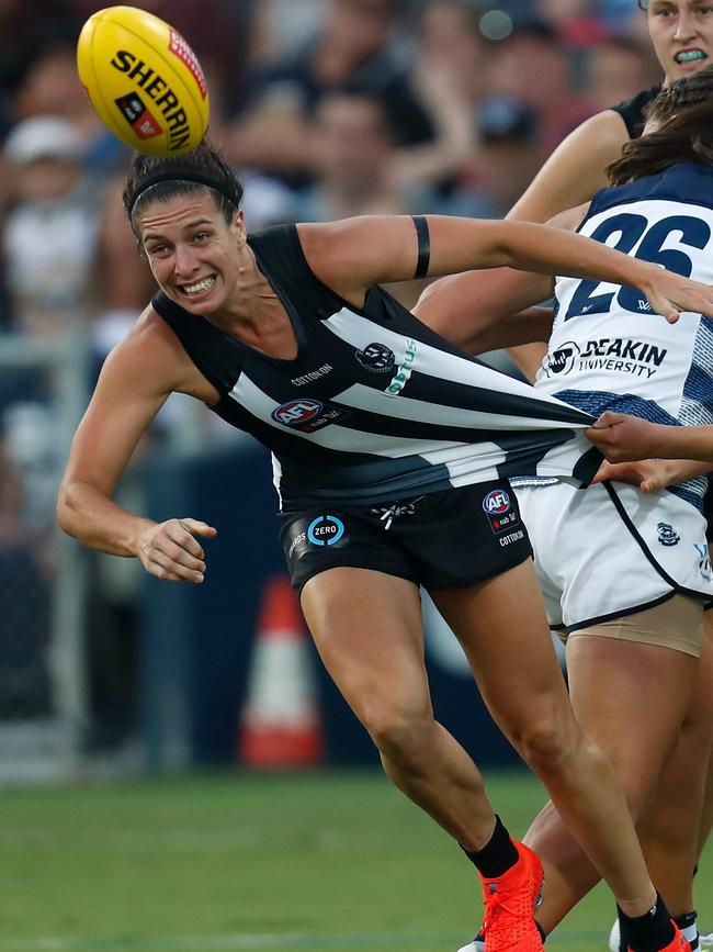 Ash Brazill had the kick-in duties for Collingwood. Picture: Getty