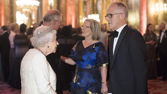 Queen Elizabeth II greets then-Prime Minister Malcolm Turnbull in 2018. Picture: AFP